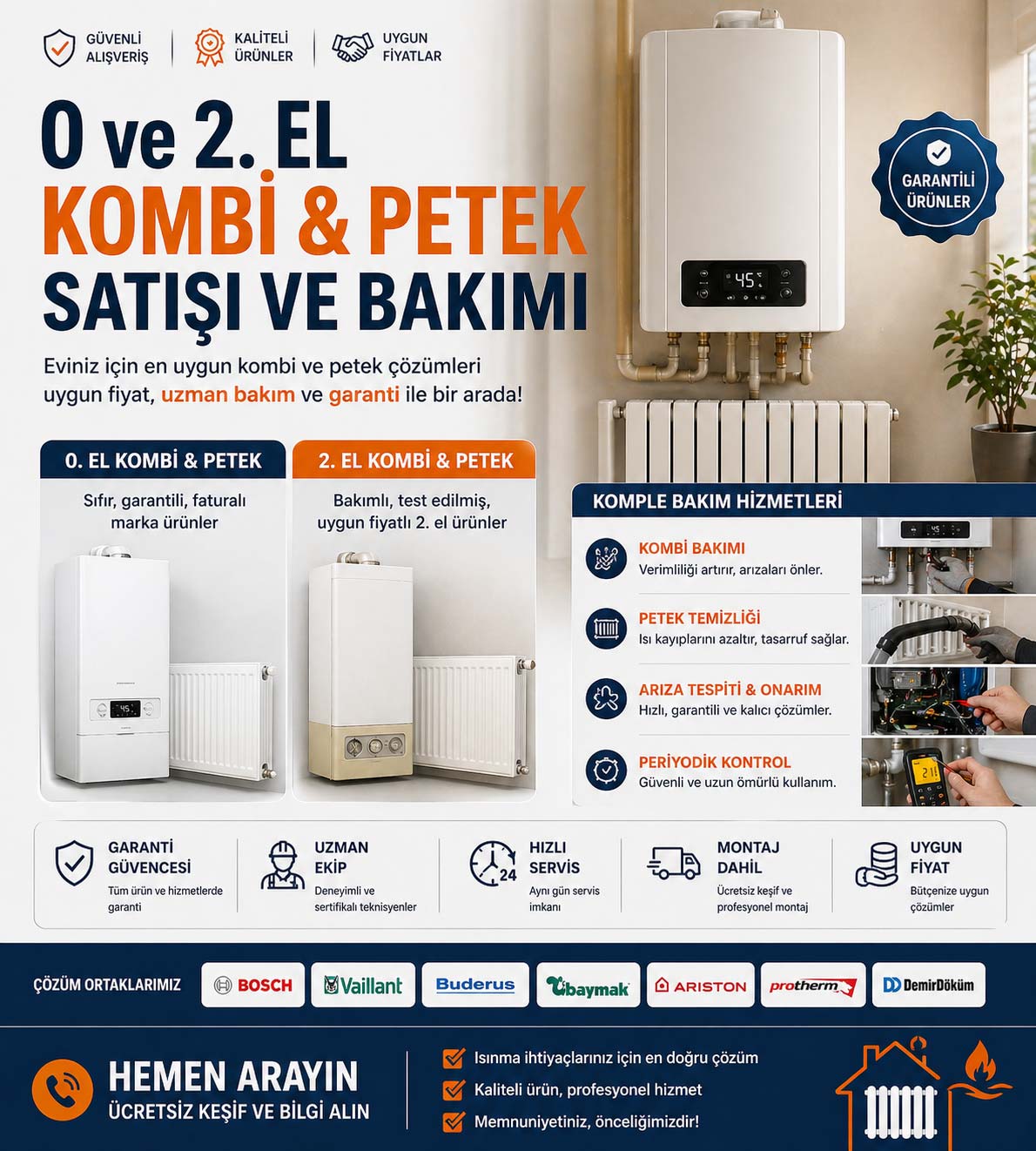 0 ve 2. El Kombi & Petek Satışı ve Bakımı